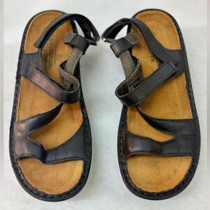 Naot Black Leather Sandals Size 8 NEW Made in Israel